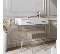 CARME HOME Olivia White Dressing Table & Stool Set CARME HOME White