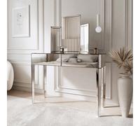 CARME Home Paloma X Ivy Silver Mirrored Dressing Table With Tri-Fold Mirror