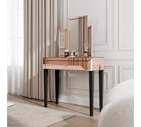 CARME Home Paloma X Laguna Rosegold Mirrored Dressing Table With Tri-Fold Mirror