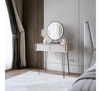 CARME HOME Piper Mocha Dressing Table with Belle LED Mirror in Light Brown CARME HOME Light Brown