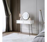 CARME HOME Piper White Dressing Table with Riley Black LED Mirror CARME HOME White