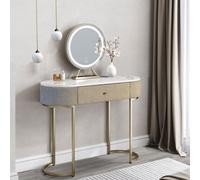 CARME Home Romy Mocha Bou ressing Table With Evie Led Mirror