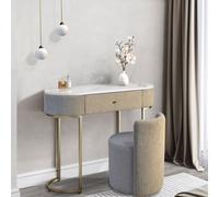 CARME Home Romy Mocha Bou ressing Table With Hattie Bouclé Stool