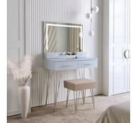 CARME Home Sophia Grey Dressing Table With Touch Sensor Led Mirror