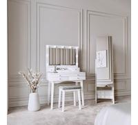 CARME Home Taylor X Nikita White Hollywood Mirror Dressing Table And Mirror Jewellery Cabinet Set