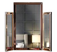 CARME Paloma Trifold Vanity Makeup Mirror - Free Standing 3 Way Mirror with Bevelled Glass Design - Tabletop Cosmetic Mirror for Bedroom & Vanity - Rose Gold