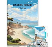 Carmel Beach California Jigsaw Puzzles for Teenagers 1000 Piece Puzzle,Game Toys Every Piece Is Unique - Challenging Family Fun Game 38x26cm