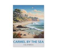 Carmel by The Sea California Vintage Travel Posters Surf，Tin Sign Vintage Wall Poster Retro Iron Painting Metal Plaque Sheet for Bar Cafe Garage Home Gift Birthday Wedding(30x40cm）12x16 inch-CV99