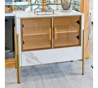 carmel marble top sideboard 2 doors 1 drawer in white and gold