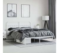 carmel metal super king size bed with headboard in white