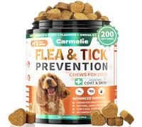 Carmelie Flea and Tick Chewables for Dogs - 200 Chews Natural Dog Flea and Tick Support, Oral Flea Supplement for All Dogs, Supports Healthy Skin & Coat, Puppy Flea Support - Chicken Flavor