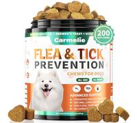 Carmelie Flea and Tick Chews for Dogs - 200 Soft Chewables Natural Dog Flea and Tick Support - Oral Flea Supplement for All Breeds & Size Dogs, Puppy Flea Support - Duck Flavor