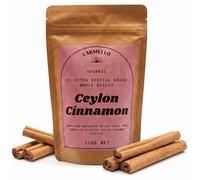 Carmello C5 Extra Special Grade Ceylon Cinnamon: genuine true cinnamon (Cinnamomum verum) from Sri Lanka. Top grade whole quills, sweet and delicate, for tea, chai, mulled wine, baking and curries.
