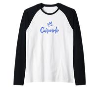 Carmelo the King/Blue Crown & Name for Men Called Carmelo Raglan Baseball Tee