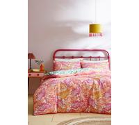 Appletree - Pink Tropical Leaf Duvet Cover - Double Bedding Size (200 x 200cm) - 100% Cotton - Reversible 2 Colours - 2 Pillowcases - Green Jungle Duvet Set - Tropical Palm Leaves Bedding in Pink