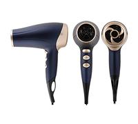 Carmen C81062BC Twilight Hair Dryer with 3 Heat/2 Speed Settings, Cool Shot Function, 2200W, Blue and Champagne