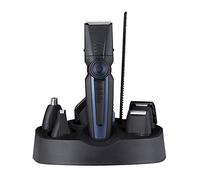 Carmen C81077 Signature 6-in-1 Men’s Grooming Kit with Interchangeable Head Attachments and 30 Minutes Cordless Shaving, Black and Blue