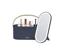 Carmen C81167BCST 2-IN-1 Vanity Case with LED Mirror & Leatherette Strap, Illuminating LED Light, Touch Sensor Control, 5200K White Light, Midnight Blue & Champagne Gold