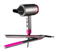 Carmen C81181 Neon Hair Dryer and Keratin-infused Ceramic Straightener Gift Set with 3 Heat and 2 Speed Settings, Neon Pink and Graphite Grey