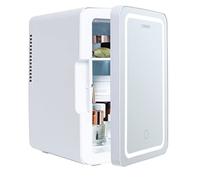 Carmen C81182 Mini Cooler 6 Litre capacity, 8 Can, AC/DC Portable Beauty Fridge for Skincare, Cosmetics, Bedroom with LED light Mirror