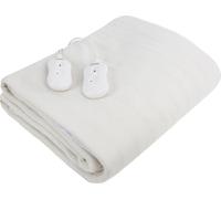 Carmen C81190 Double Fitted Electric Under Blanket with Overheat Protection, 65W x 2, 193 x 137cm + 40cm Skirt, White