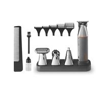 Carmen C81205ORG Titan Men’s Cordless 4-in-1 Multi-Groomer Set with Precision Trimmer, 5 Lock Fit Guide Combs, Removable/Washable Heads, Storage Stand and 100-Minute Rechargeable Battery, Orange