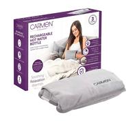 Carmen C85043GRY Rechargeable Hot Water Bottle, Soft Touch Fleece Cover, Hand Warmer, Automatic Temperature Control, Grey