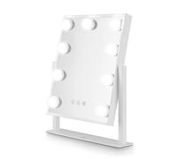 Carmen C85050WHT Hollywood 9 Bulb Vanity Mirror with Metal Frame, Adjustable Brightness, Smart Touch Screen Technology, White