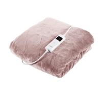 Carmen Comfort Fleece Luxury Electric Heated Throw and Over Blanket with 9 Heat Settings, Adjustable Timer and 230gsm Flannel Fleece Material,160 x 130cm, Dusty Pink