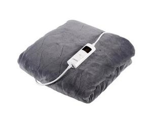Carmen Electric Heated Throw Blanket Grey Fleece 160X130Cm With 9 Heat Settings