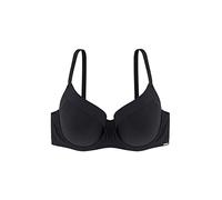 CARMEN Lightly Padded Demi Bra - Burnout Stripe Micro Fabric, Underwired Support, Power Mesh U-Back Wings, Adjustable Straps & Three-Strand Hook & Eye Fastening for Curvy Busts, Black