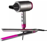 Carmen C81181 Neon Hair Dryer and Keratin-infused Ceramic Straightener Gift Set with 3 Heat and 2 Speed Settings, Neon Pink and Graphite Grey