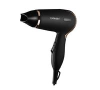 Carmen C80020COP Noir Lightweight Travel Hair Dryer with Concentrator Nozzle and foldable handle, 1200W, Black and Copper