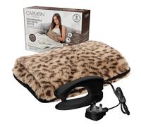 Carmen Rechargeable Hot Water Bottle, Hand Warmer, Automatic Temperature Control, Faux Fur Leopard Print - 350gsm