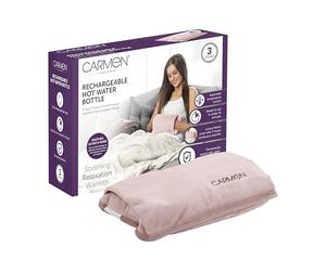 Carmen Rechargeable Hot Water Bottle, Soft Touch Fleece Cover, Hand Warmer, Automatic Temperature Control, Pink,H x 17cm W x 24cm,C85043PNK