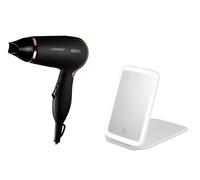 Carmen Travel Hair Dryer with Rechargeable LED Mirror in Black | Size: 10ml