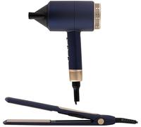 Carmen C81127BC Twilight Pro DC Keratin Hair Dryer and Ceramic Straightener Gift Set with 3 Heat and 2 Speed Settings, Blue and Champagne