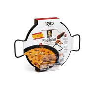 Carmencita Chorizo Paella Kit with Enamelled Pan - Complete Set for 4 People with Rice, Olive Oil and Dehydrated Broth for Traditional Paella Seasoning, Gluten Free Spanish Cooking Kit