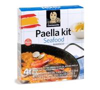 Carmencita Seafood Paella Kit - Complete Set for 4 People with Rice, Olive Oil and Dehydrated Broth for Traditional Paella Seasoning, Gluten Free Spanish Cooking Kit