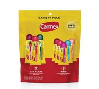 Carmex Daily Care and Daily Care Minis Moisturizing Lip Balm Pack SPF 15 Multi-Flavor Lip Care Variety Pack Bag 8 Count (3 Tubes 5 Mini Tubes