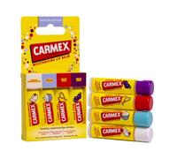 Carmex Lip Balm Set - Pack of 4 | Marshmallow, Vanilla, Candy Cane & Sugar Plum | 24H Hydration | Visibly Softer Lips After 1 Use | Travel-Friendly| Clinically Proven to Reduce Dryness & Fine Lines