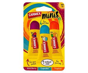 Carmex Mini Tube Trio Tingle Free Lip Balms SPF15