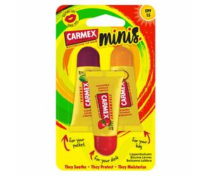 Carmex Minis 3-Pack Squeze Tube Lip balm Sampler SPF15 Moisturizing 3 x 5g