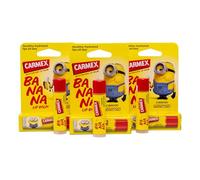 Carmex X Minions Lip Balm Set - Pack of 3 | Minion-Approved Banana Flavour | SPF 15 Sun Protection | 24H Hydration | Softer Lips After 1 Use | Fun Collectible Design | Clinically Recommended