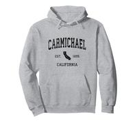Carmichael California CA Vintage Sports Design Black Print Pullover Hoodie