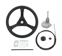 CARMOCAR 12ft Boat Steering Cable System,Outboard Rotary Kit with 13.5 Inch steering wheel,3/4" Tapered Shaft replacement for Marine Boat