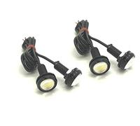 CarModShop 2 x yellow/amber 10W High Power 23mm LED Eagle Eye Spot DRL Marker Lights Bolt Black