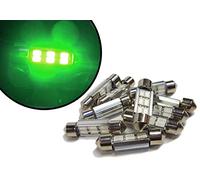 CarModShop 36MM-Gx10 10 X Green 6 LED Interior Festoon 36mm-12v 24v 539 C5W Bulbs Lighting Lamp Spare Part