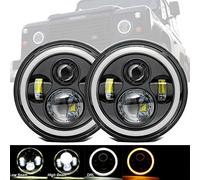 CarModShop 7INCH-BLKx2 Pair 7 Inch Round Full Projector LED Headlights black with DRL Indicator