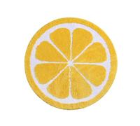 Carmoion Cute Bath Mat,Lemon Rug,Water Absorption Non Slip Mat,Round Lemon Bath Mat Soft Machine Wash Rug Mat for Bedroom Kitchen Bathroom Toilet Floors 27.5 x 27.5 Inches (Yellow)